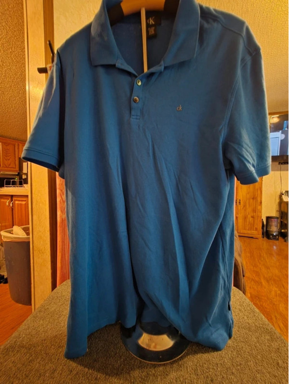 Calvin Klein Men’s XL Blue 100% Cotton Short Sleeve Polo Shirt